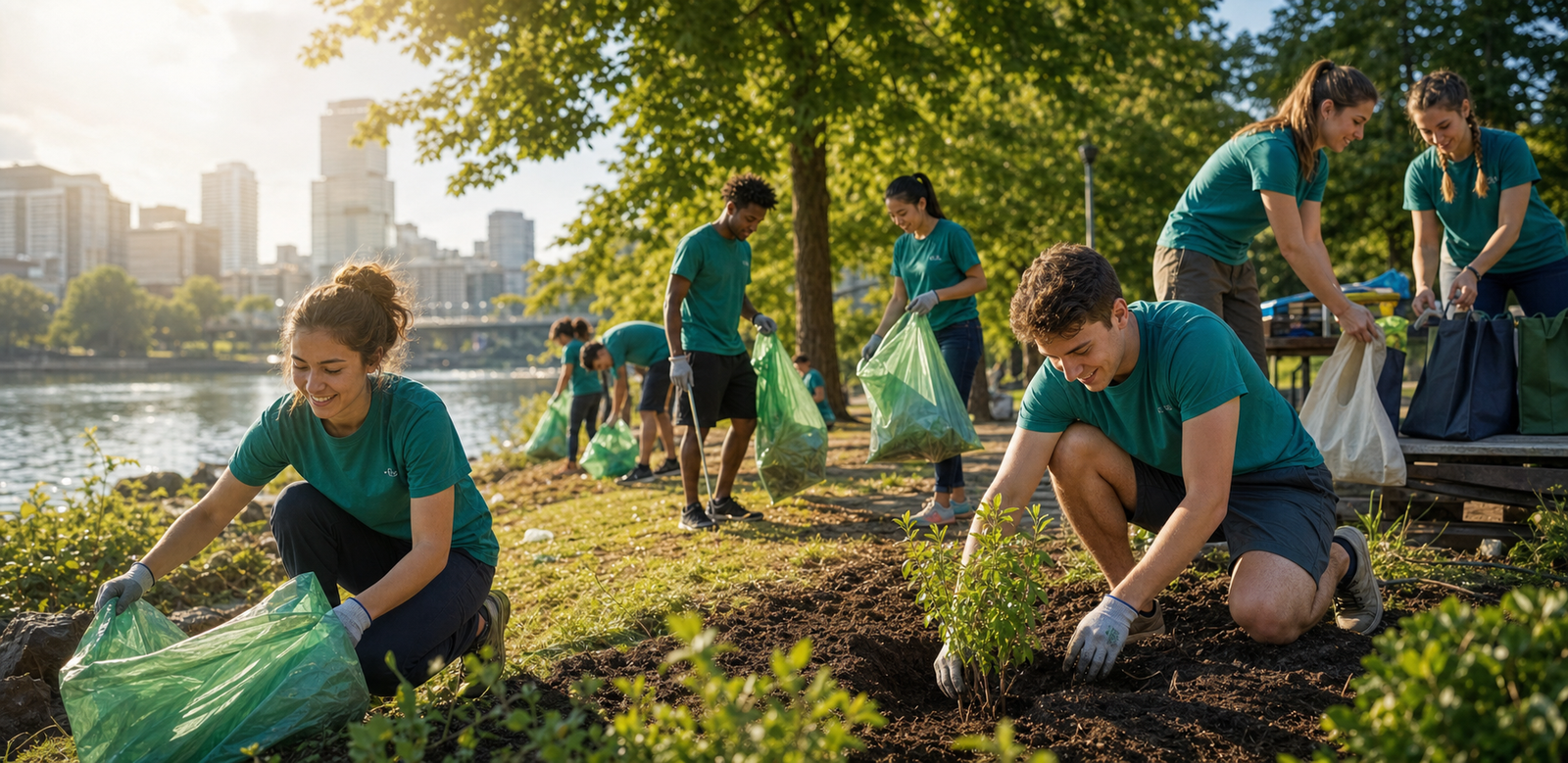 Youth volunteers taking environmental action