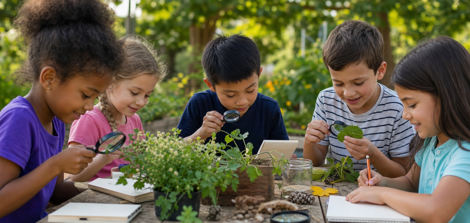 Young learners exploring nature